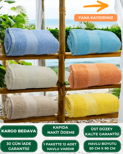 Gorsed 50 Cm X 90 Cm, 12'li, Hassas Ciltlere Özel Dokulu,Yumuşacık El ve Yüz Havlusu
